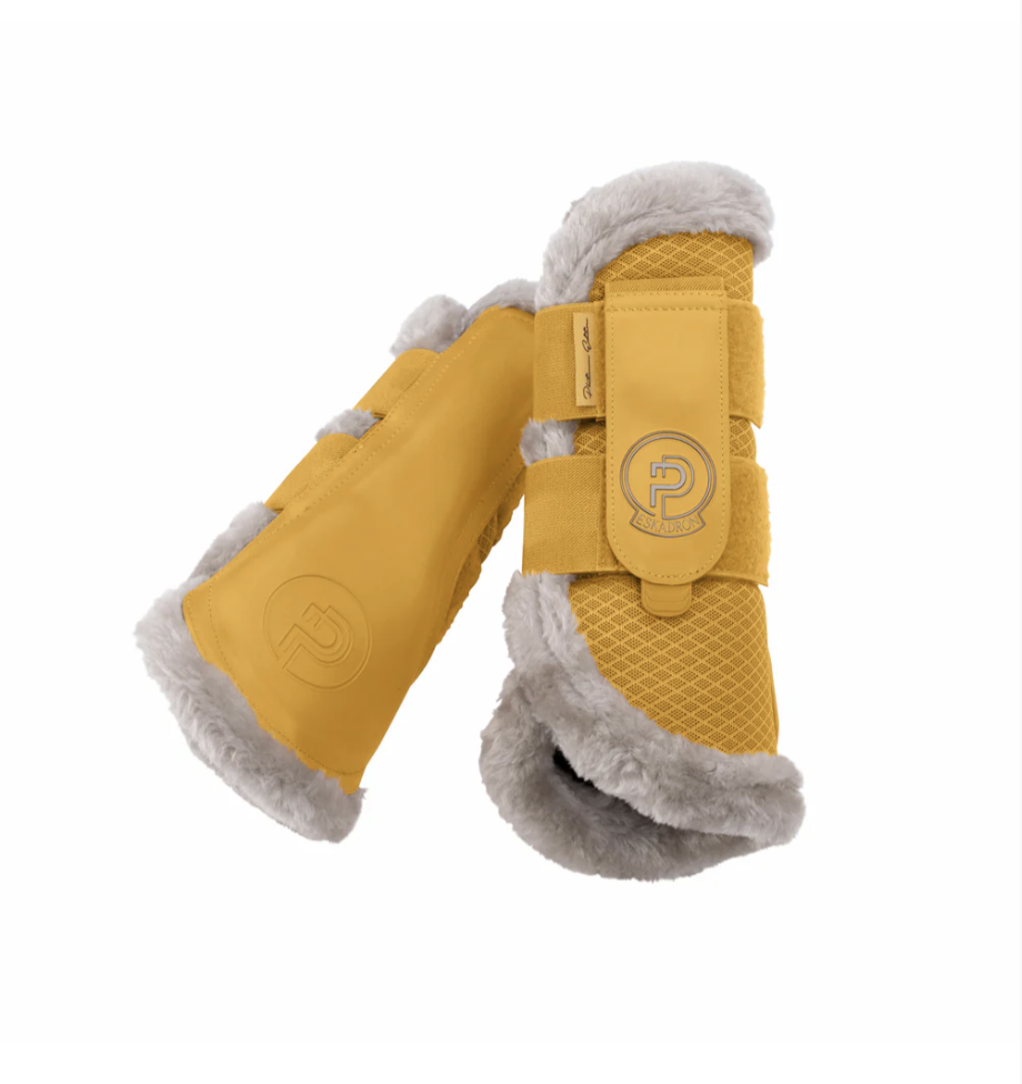 Eskadron Platinum Mesh Faux Fur Tendon Boots Golden Yellow